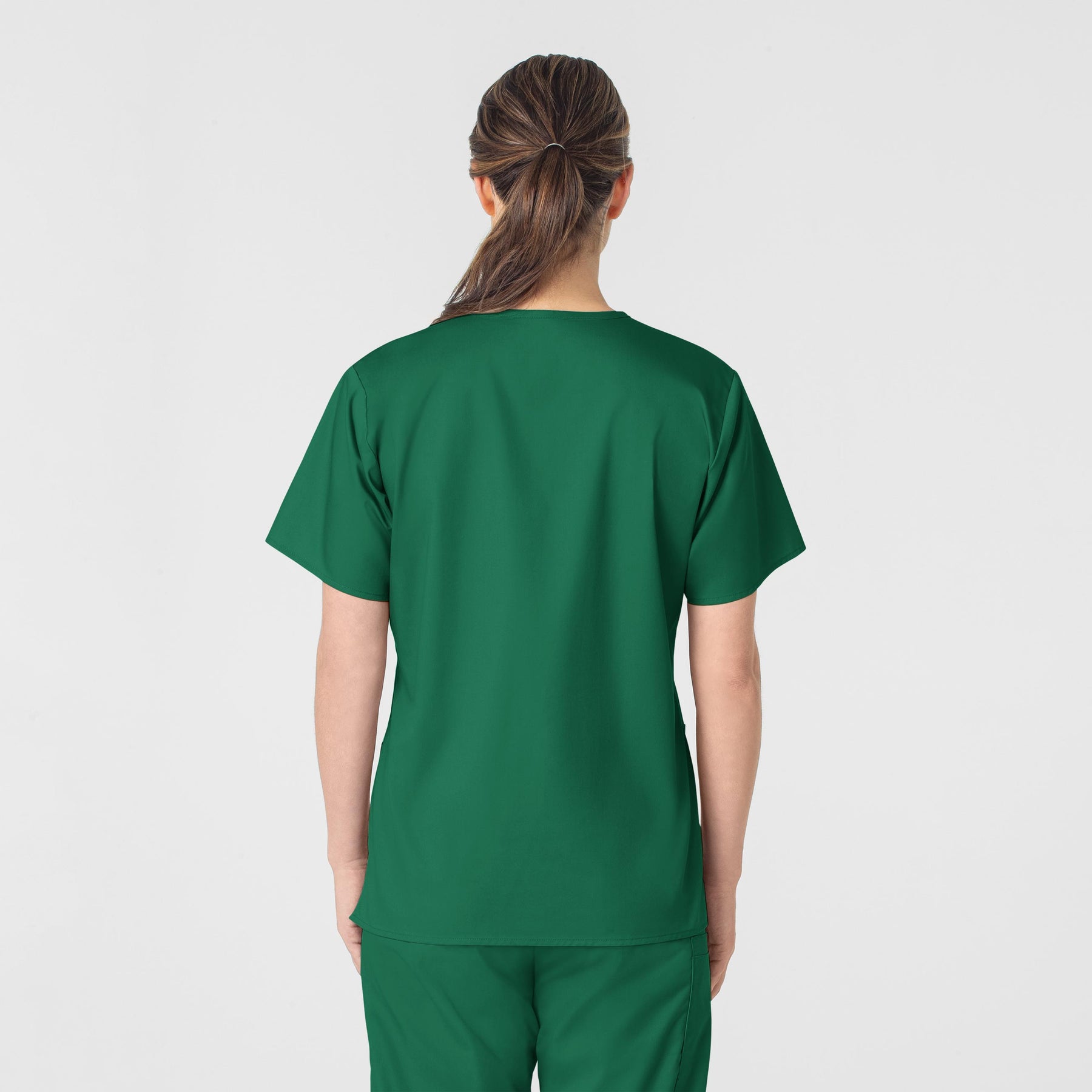 WonderWORK Women's V-Neck Scrub Top Hunter back view