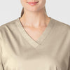 WonderWORK Women's V-Neck Scrub Top Khaki front detail