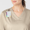 WonderWORK Women's V-Neck Scrub Top Khaki side detail 1