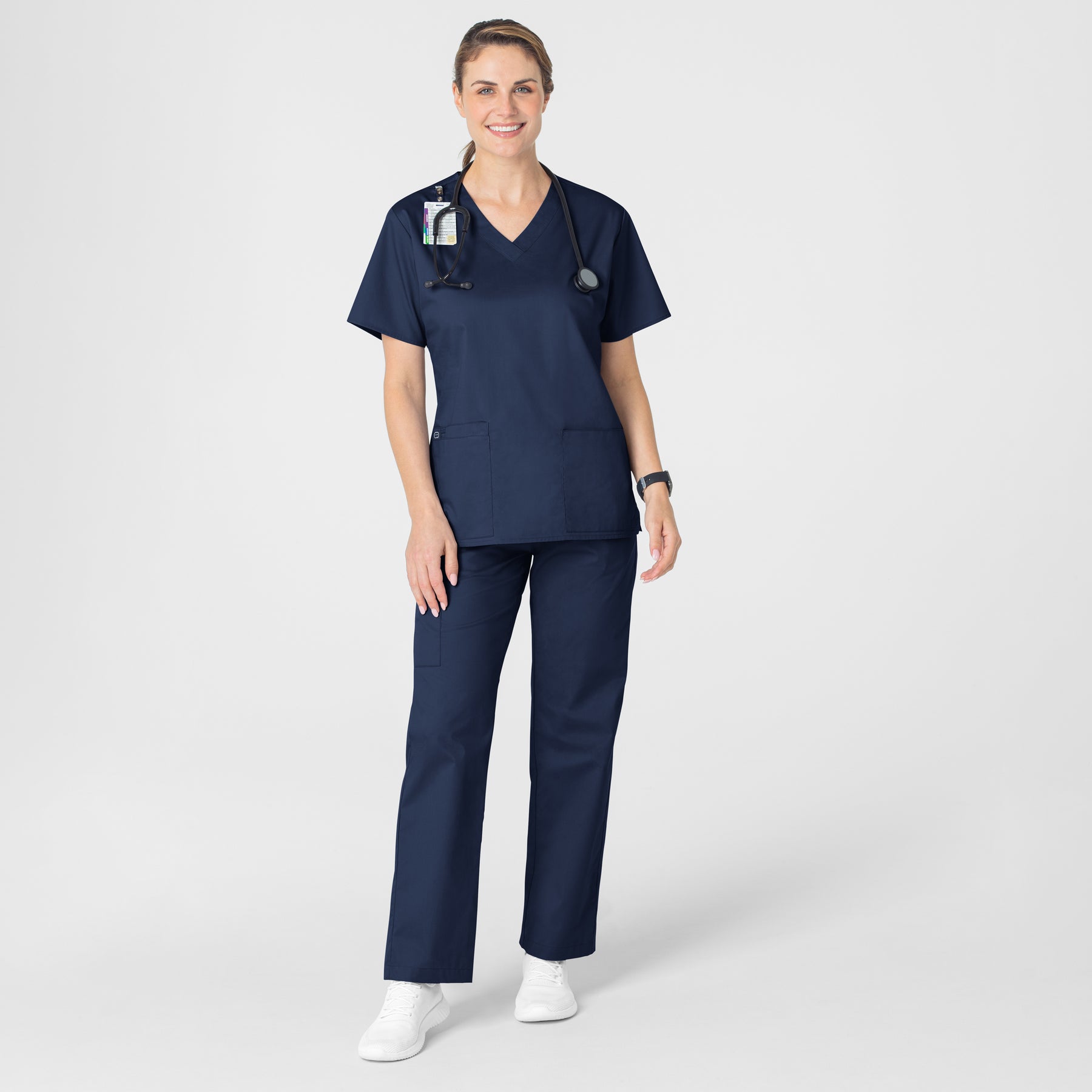 WonderWORK Women's V-Neck Scrub Top - Navy