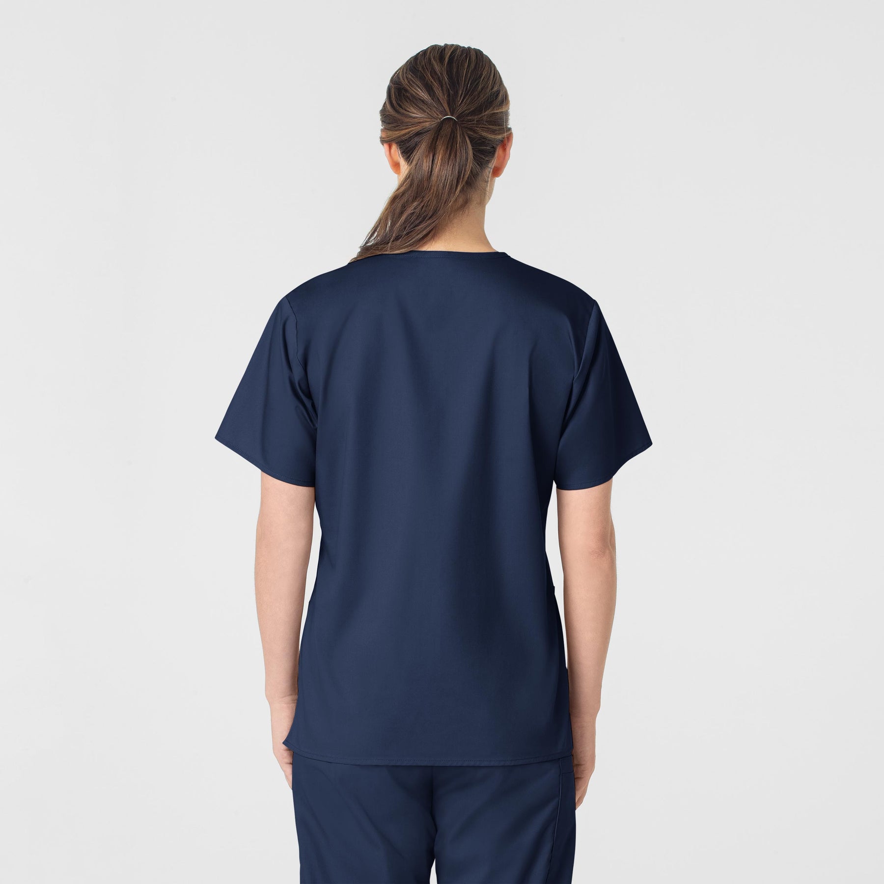 WonderWORK Women's V-Neck Scrub Top Navy back view