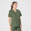 WonderWORK Women's V-Neck Scrub Top - Olive