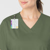 WonderWORK Women's V-Neck Scrub Top Olive side detail 1