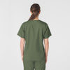 WonderWORK Women's V-Neck Scrub Top Olive back view