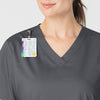 WonderWORK Women's V-Neck Scrub Top Pewter side detail 1