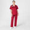 WonderWORK Women's V-Neck Scrub Top - Red