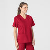 WonderWORK Women's V-Neck Scrub Top - Red