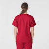 WonderWORK Women's V-Neck Scrub Top Red back view