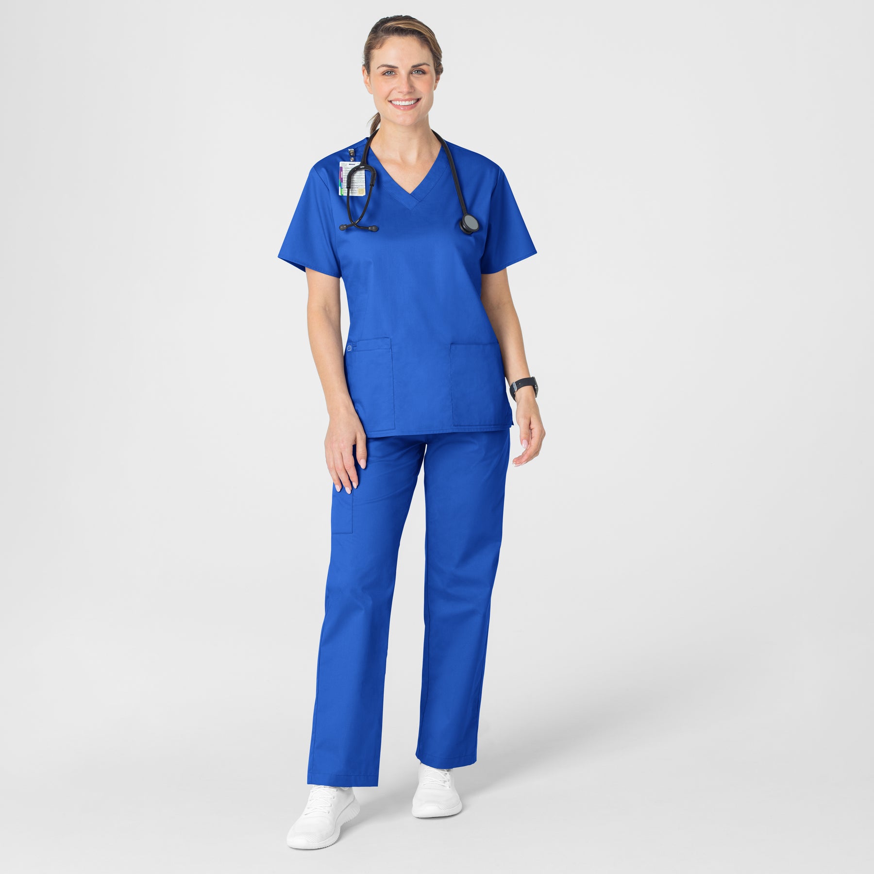 WonderWORK Women's V-Neck Scrub Top - Royal