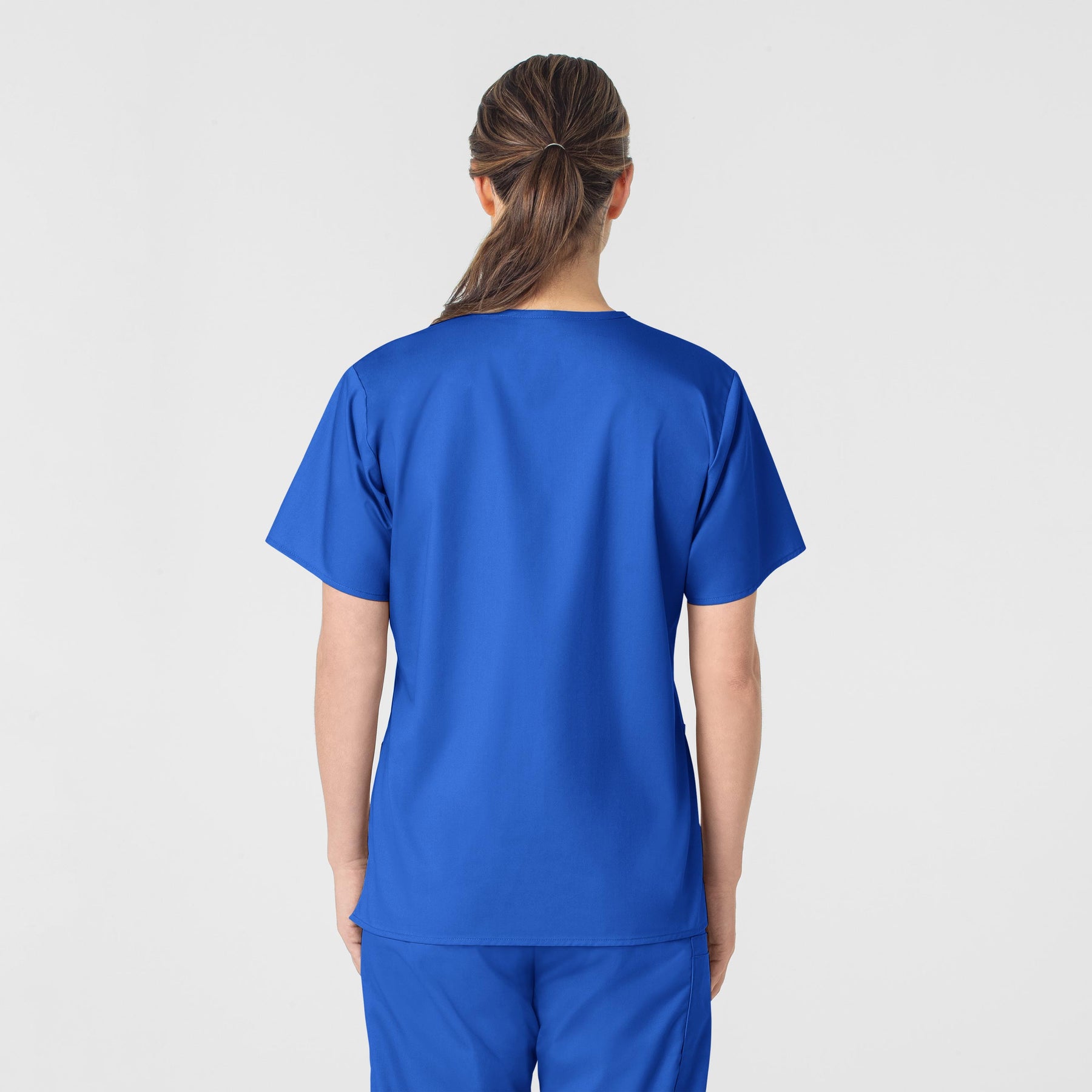 WonderWORK Women's V-Neck Scrub Top Royal back view