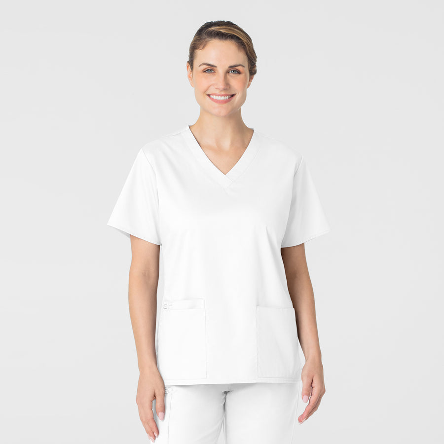 WonderWORK Women's V-Neck Scrub Top - White