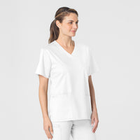 WonderWORK Women's V-Neck Scrub Top - White