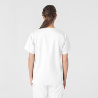 WonderWORK Women's V-Neck Scrub Top White back view