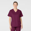 WonderWORK Women's V-Neck Scrub Top - Wine