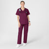 WonderWORK Women's V-Neck Scrub Top - Wine