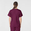 WonderWORK Women's V-Neck Scrub Top Wine back view