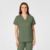 WonderWORK Women's Mock Wrap Scrub Top Olive