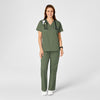 WonderWORK Women's Mock Wrap Scrub Top Olive full scrub set