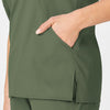 WonderWORK Women's Mock Wrap Scrub Top Olive side detail 2