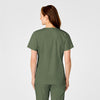 WonderWORK Women's Mock Wrap Scrub Top Olive back view