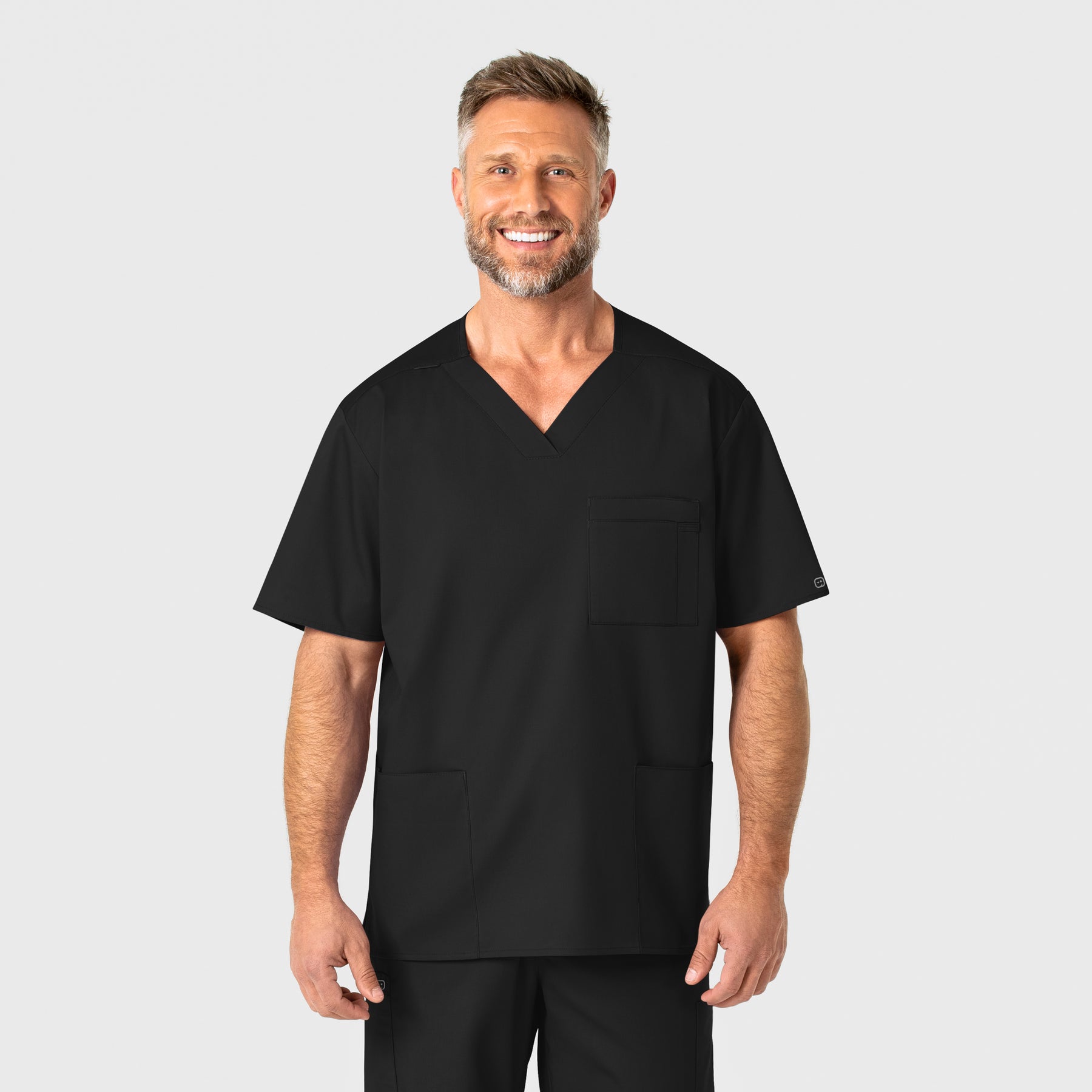 WonderWORK Men's V-Neck Scrub Top - Black