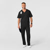 WonderWORK Men's V-Neck Scrub Top Black full scrub set