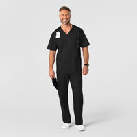 WonderWORK Men's V-Neck Scrub Top Black full scrub set