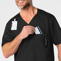 WonderWORK Men's V-Neck Scrub Top Black side detail 1