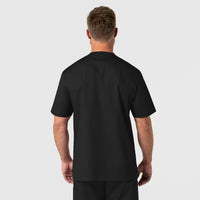 WonderWORK Men's V-Neck Scrub Top Black back view