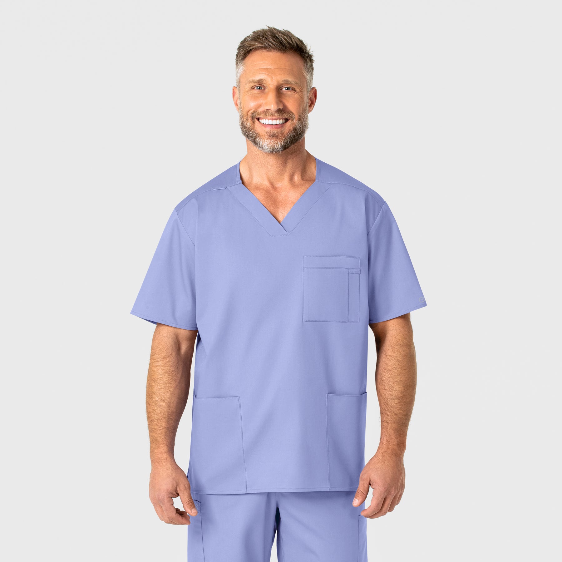 WonderWORK Men's V-Neck Scrub Top - Ceil Blue