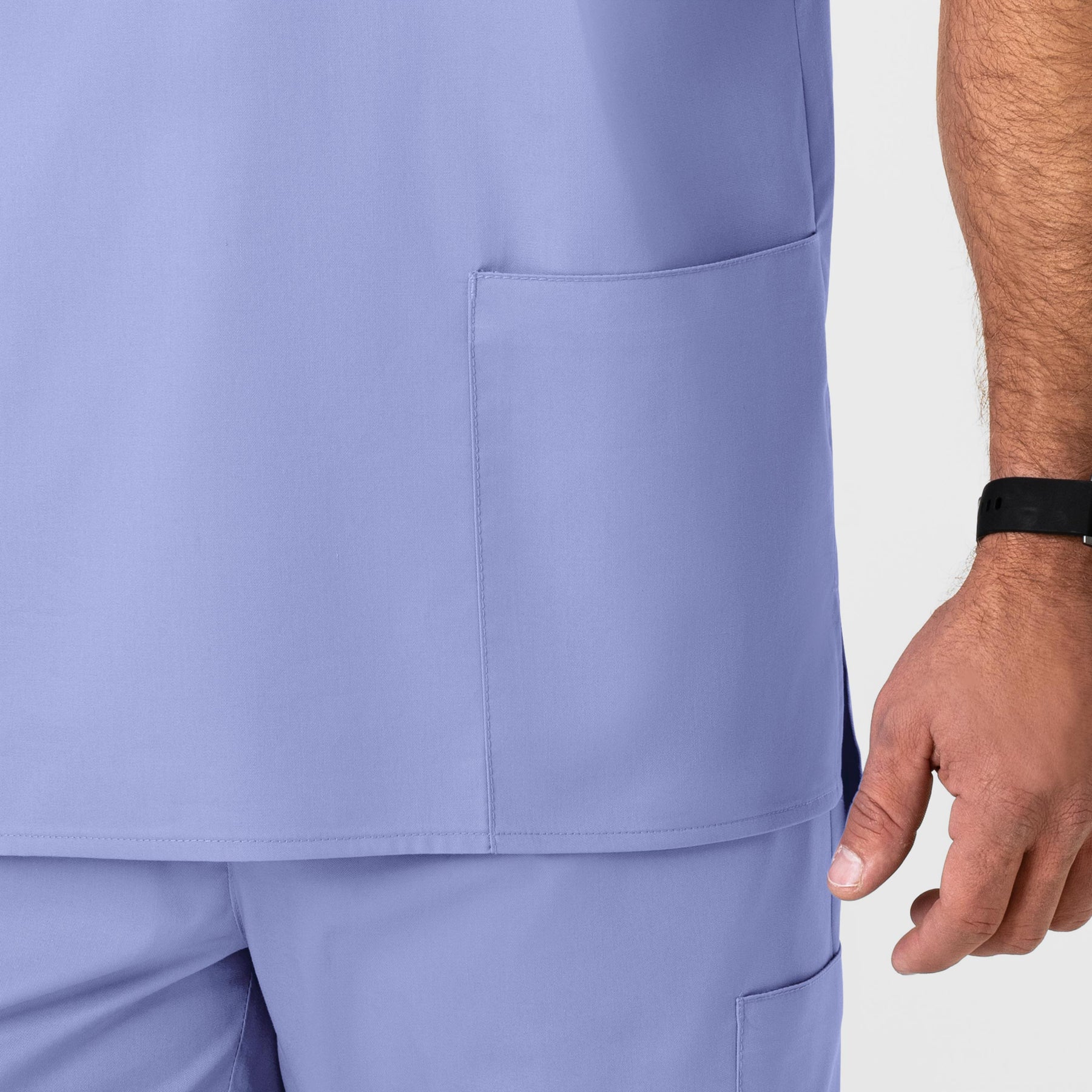 WonderWORK Men's V-Neck Scrub Top Ceil Blue side detail 2