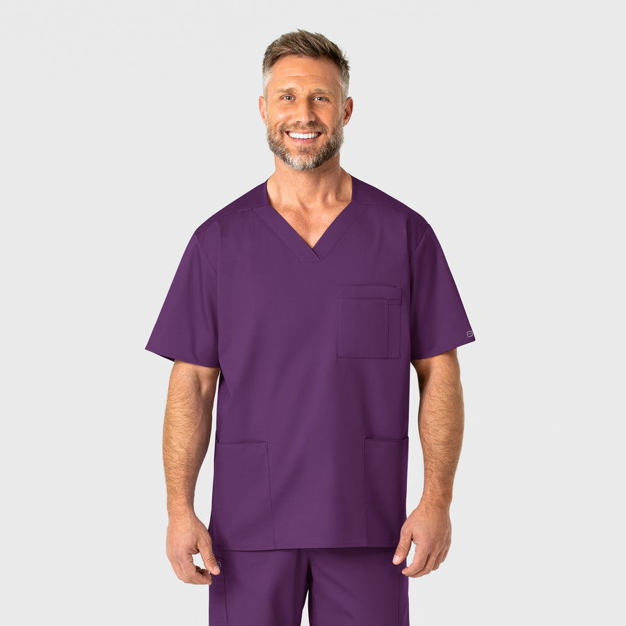 WonderWORK Men's V-Neck Scrub Top - Eggplant