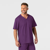 WonderWORK Men's V-Neck Scrub Top - Eggplant