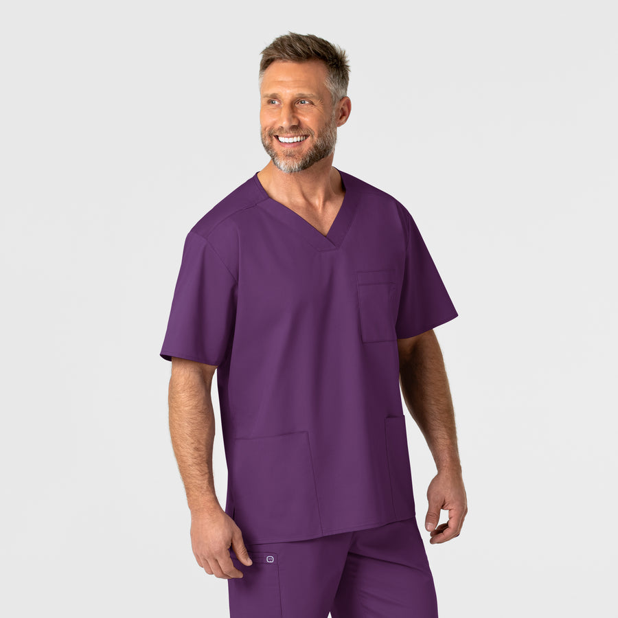 WonderWORK Men's V-Neck Scrub Top - Eggplant