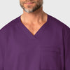 WonderWORK Men's V-Neck Scrub Top Eggplant front detail