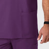 WonderWORK Men's V-Neck Scrub Top Eggplant side detail 2