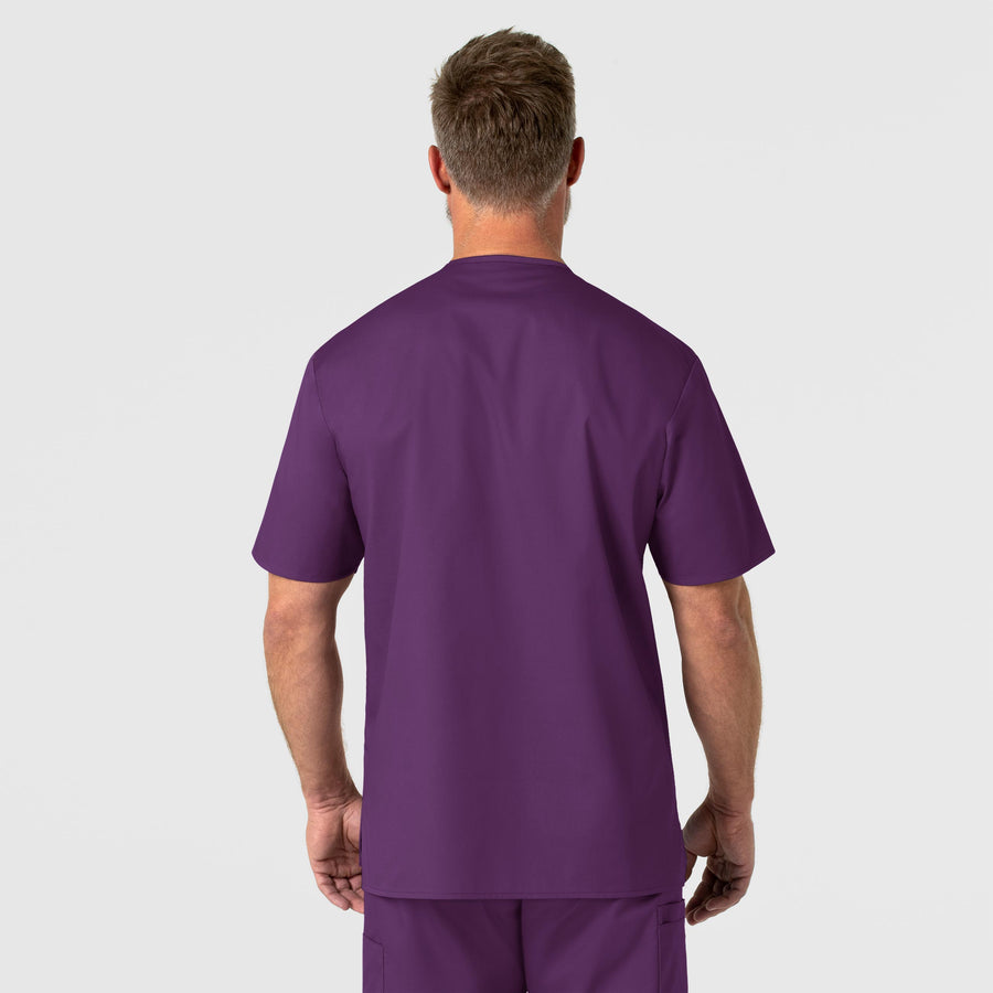 WonderWORK Men's V-Neck Scrub Top Eggplant back view