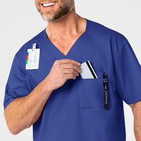 WonderWORK Men's V-Neck Scrub Top Galaxy Blue side detail 1