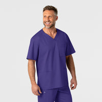 WonderWORK Men's V-Neck Scrub Top - Grape front detail