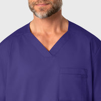 WonderWORK Men's V-Neck Scrub Top Grape front detail