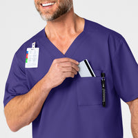 WonderWORK Men's V-Neck Scrub Top Grape side detail 1