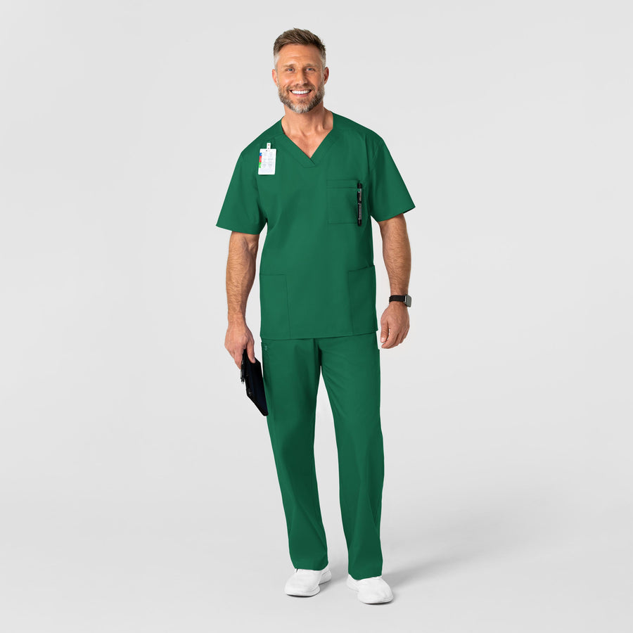 WonderWORK Men's V-Neck Scrub Top Hunter full scrub set