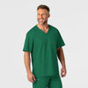 WonderWORK Men's V-Neck Scrub Top - Hunter front detail