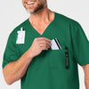 WonderWORK Men's V-Neck Scrub Top Hunter side detail 1