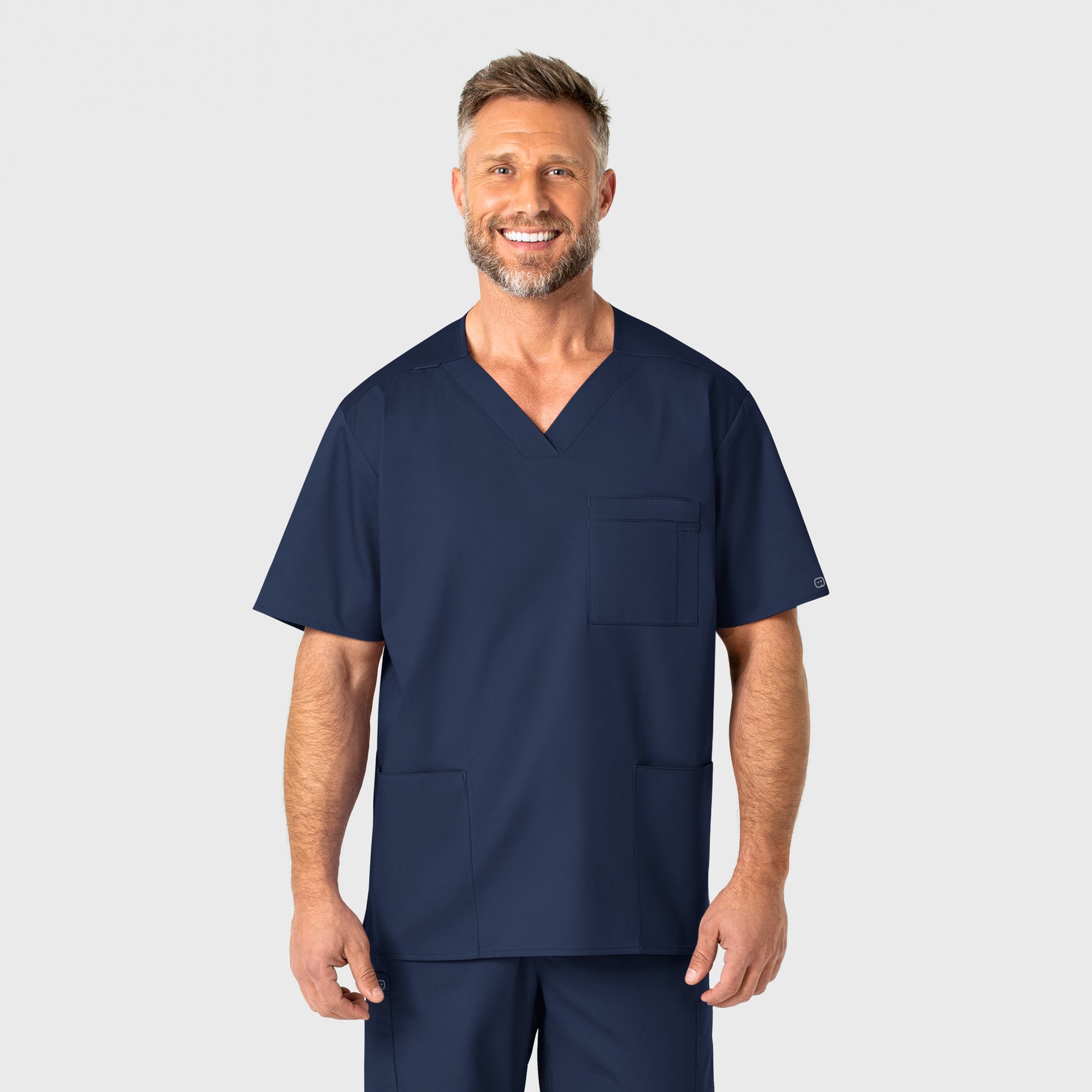 WonderWORK Men's V-Neck Scrub Top - Navy