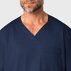 WonderWORK Men's V-Neck Scrub Top Navy front detail