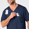 WonderWORK Men's V-Neck Scrub Top Navy side detail 1