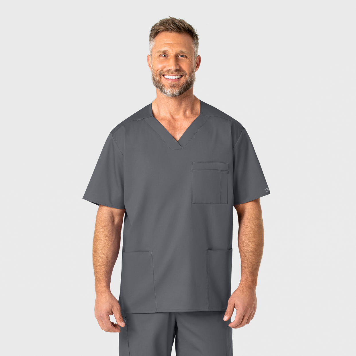 WonderWORK Men's V-Neck Scrub Top - Pewter