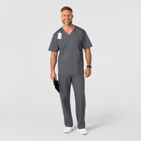 WonderWORK Men's V-Neck Scrub Top Pewter full scrub set