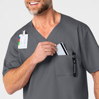 WonderWORK Men's V-Neck Scrub Top Pewter side detail 1